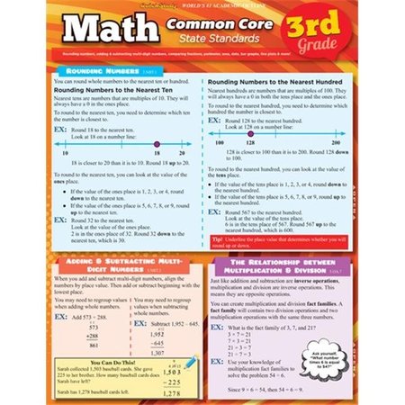 BARCHARTS BarCharts 9781423221579 Math Common Core 3Rd Grade Quickstudy Easel 9781423221579